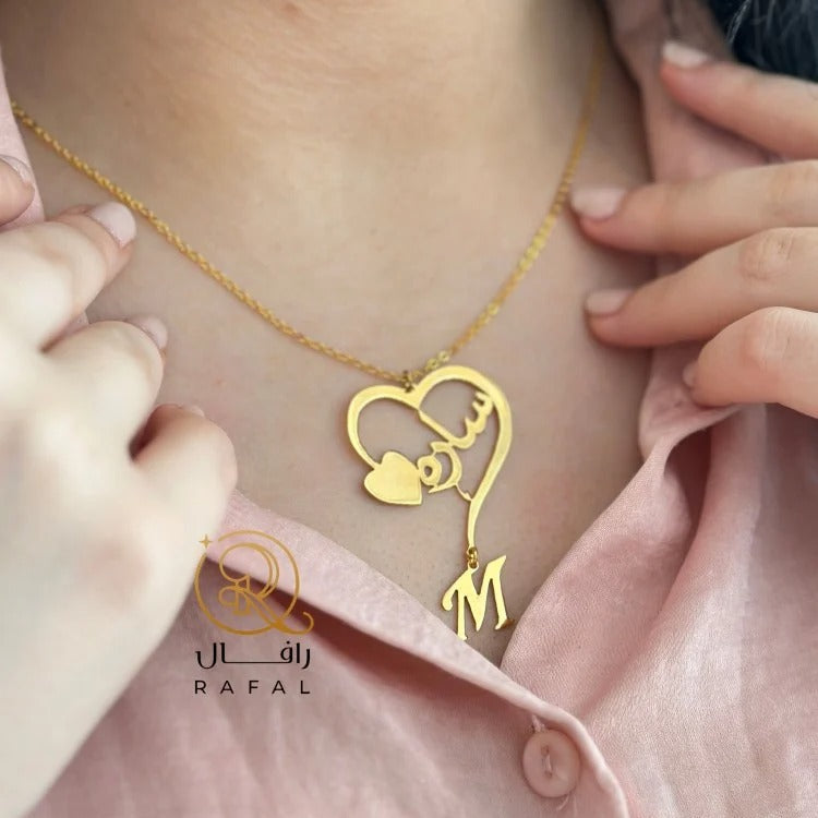 Customize Name Necklace With Initial And Heart